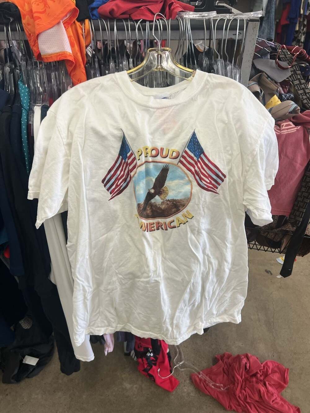 M&O Knits Proud American Eagle and USA Flags Graphic T-Shirt